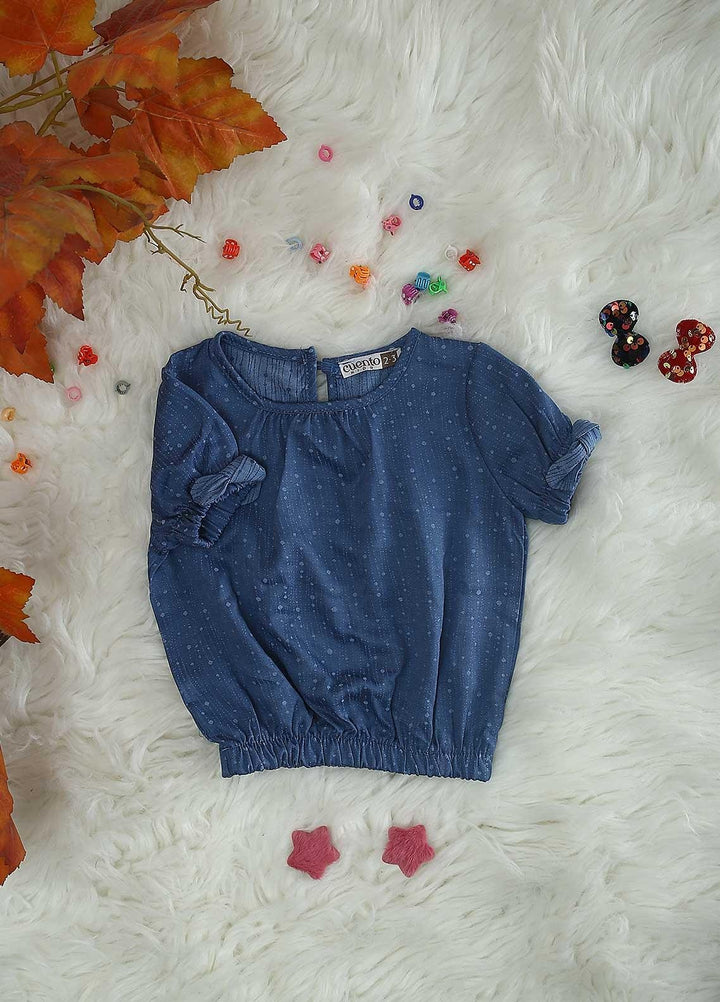 Sanaulla Exclusive Range Crepe Casual Girls Tops -  0097 Blue