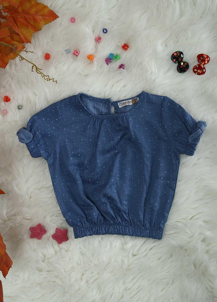 Sanaulla Exclusive Range Crepe Casual Girls Tops -  0097 Blue