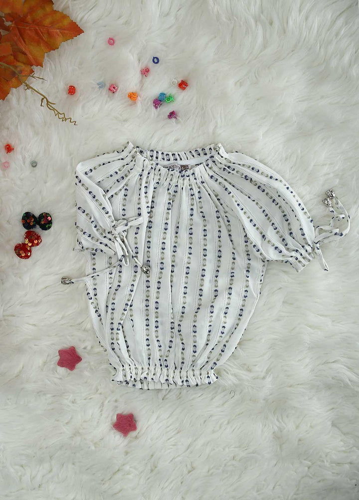 Sanaulla Exclusive Range Crepe Casual Tops for Girls -  0988 White