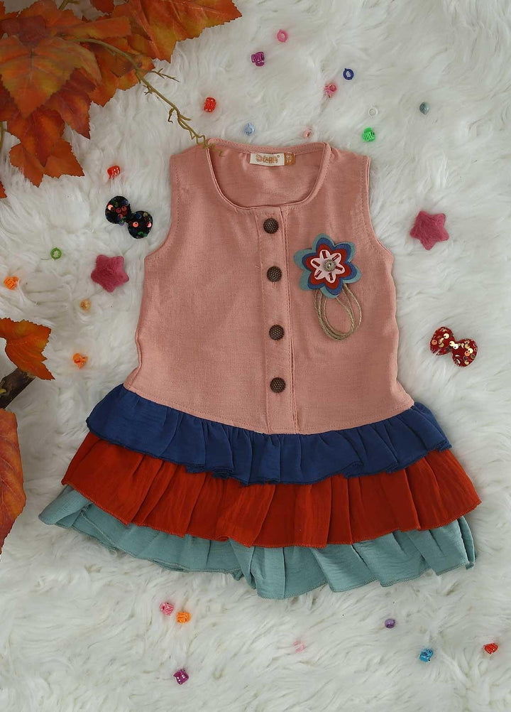 Sanaulla Exclusive Range Cotton Casual Girls Frocks -  1709 Pink