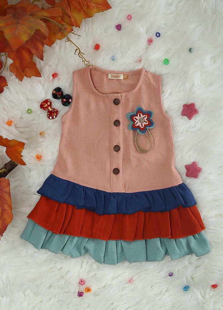Sanaulla Exclusive Range Cotton Casual Girls Frocks -  1709 Pink