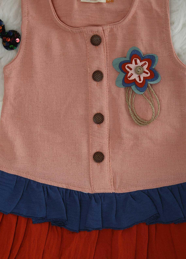 Sanaulla Exclusive Range Cotton Casual Girls Frocks -  1709 Pink