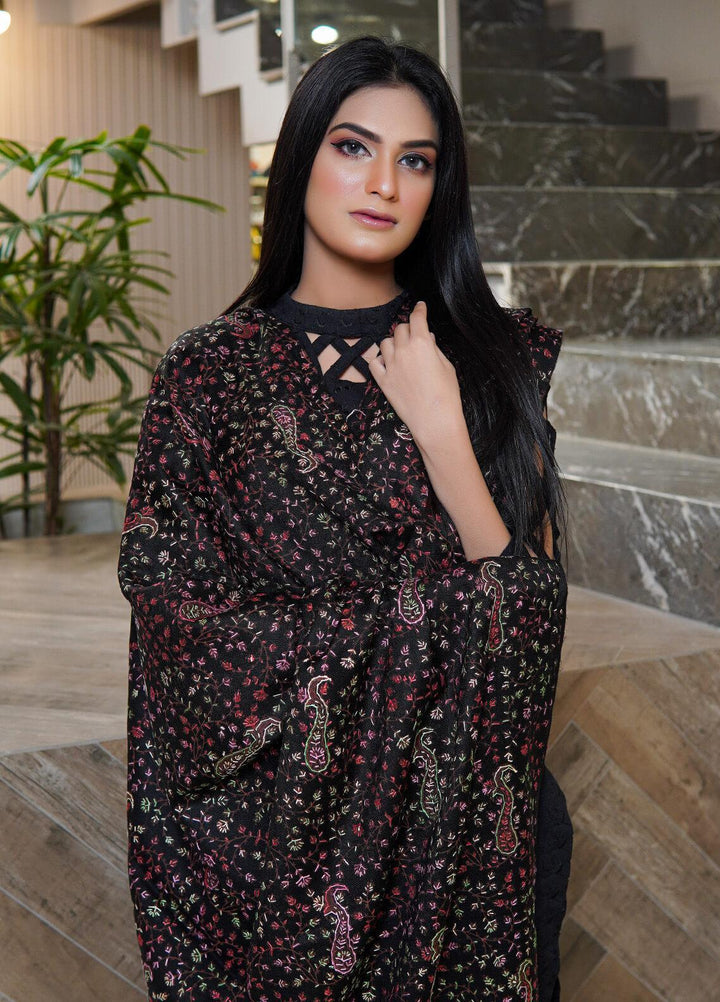 Sanaulla Exclusive Range  Pashmina  Shawls AKP-03 Black 01 - Pashmina Shawls