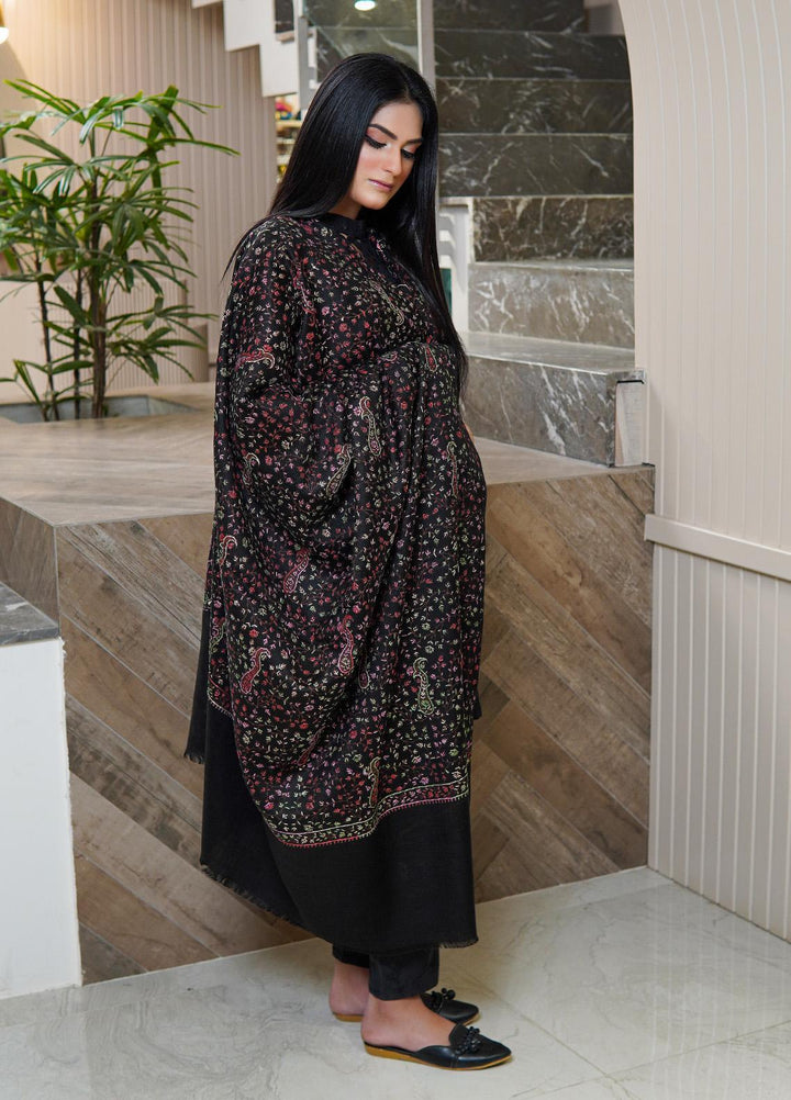 Sanaulla Exclusive Range  Pashmina  Shawls AKP-03 Black 01 - Pashmina Shawls