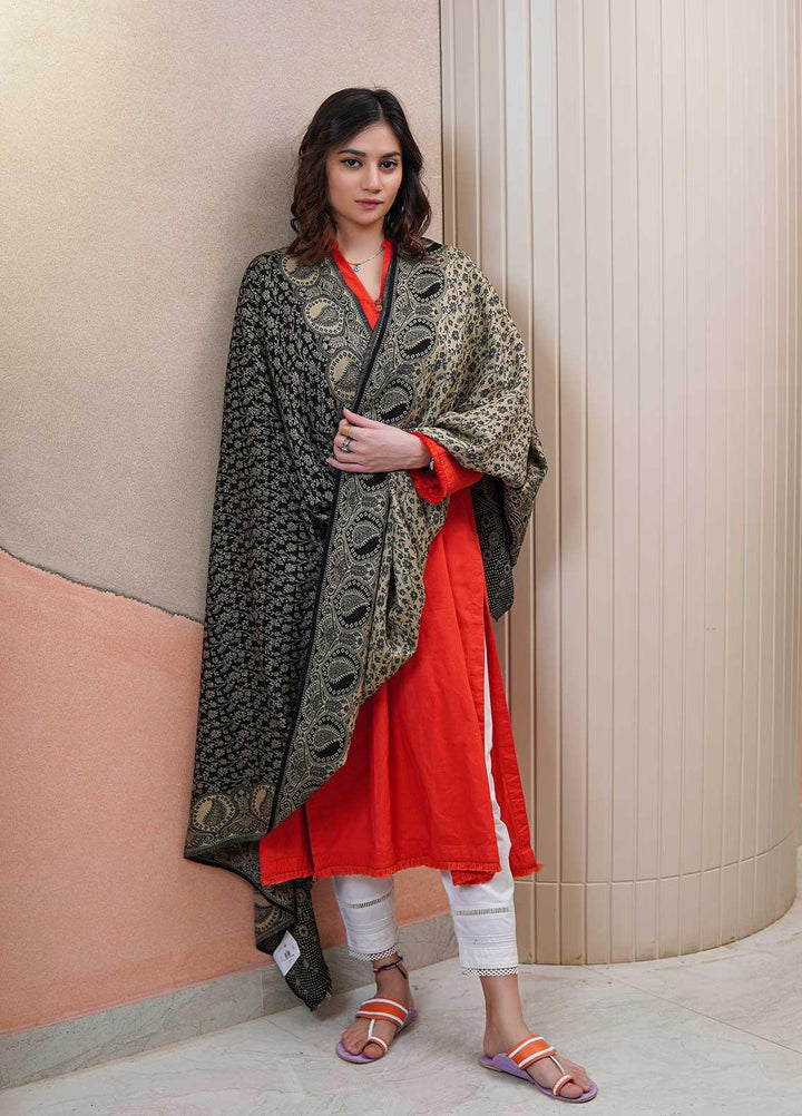 Sanaulla Exclusive Range  Pashmina  Shawls AKP-22 Black 01 - Pashmina Shawls