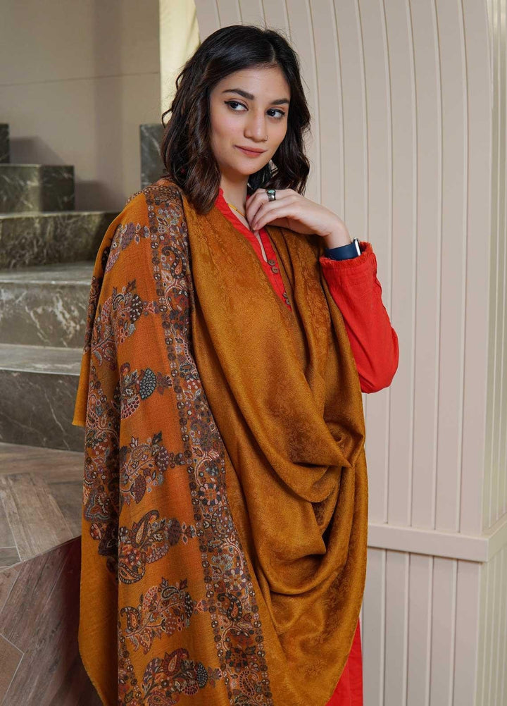 Sanaulla Exclusive Range  Pashmina  Shawls MAMA-09 Mustard-1 - Pashmina Shawls