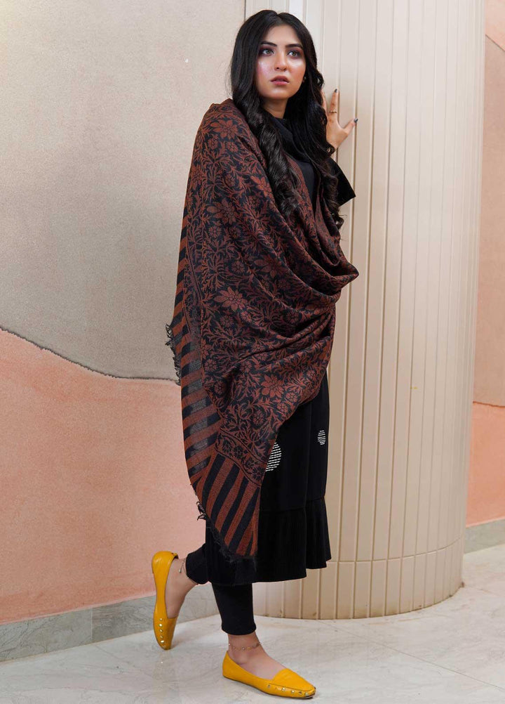 Sanaulla Exclusive Range  Pashmina  Shawls MAMA-35 Brown-1 - Pashmina Shawls