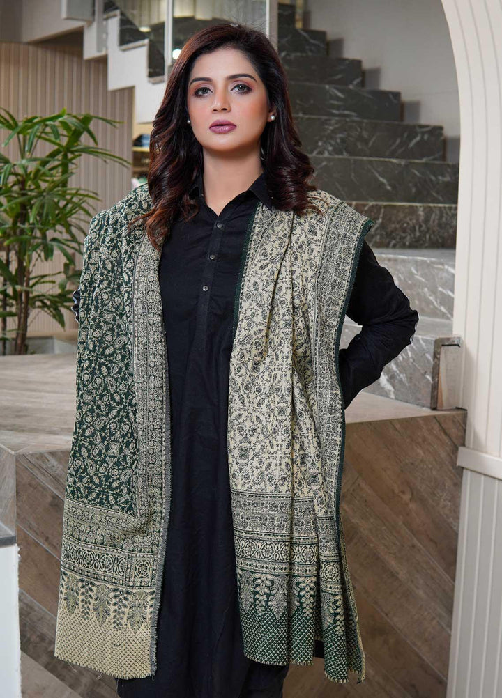 Sanaulla Exclusive Range  Pashmina  Shawls AKP-22 Green 06 - Pashmina Shawls