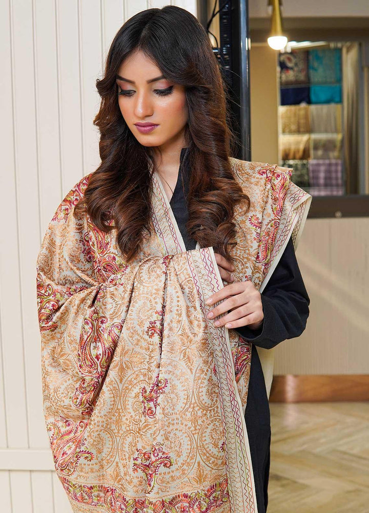 Sanaulla Exclusive Range  Pashmina  Shawls MAMA-22 Beige-1 - Pashmina Shawls
