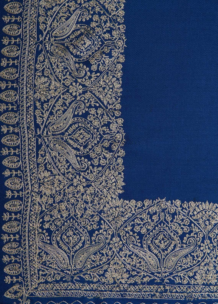 Sanaulla Exclusive Range  Pashmina  Shawls AKP-10 Royal Blue - Pashmina Shawls