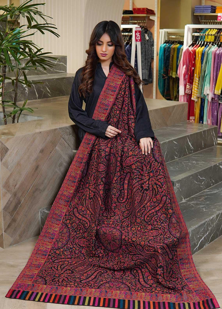 Sanaulla Exclusive Range  Pashmina  Shawls MAMA-08 Black-2 - Pashmina Shawls