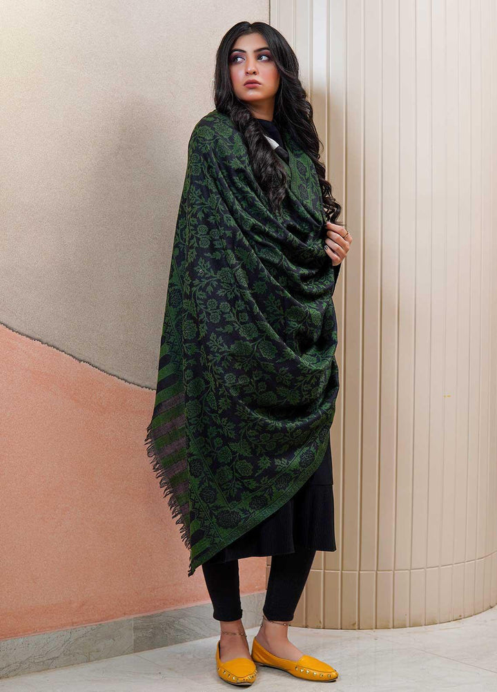 Sanaulla Exclusive Range  Pashmina  Shawls MAMA-35 Green-2 - Pashmina Shawls