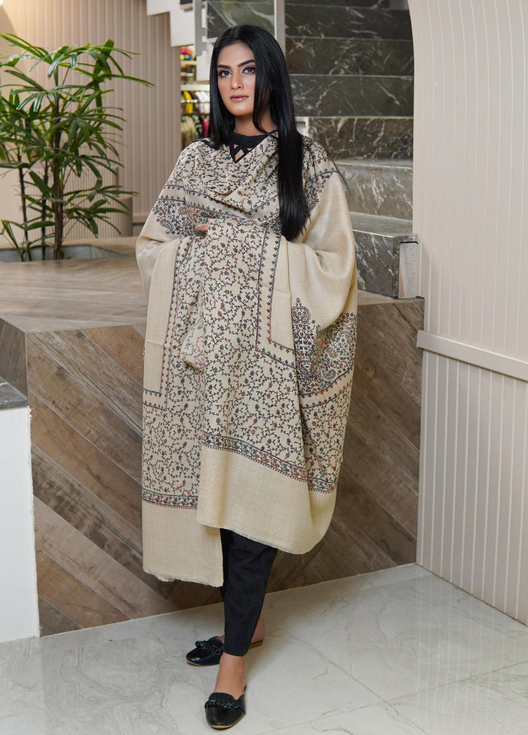 Sanaulla Exclusive Range  Pashmina  Shawls AKP-03 Fawn 03 - Pashmina Shawls