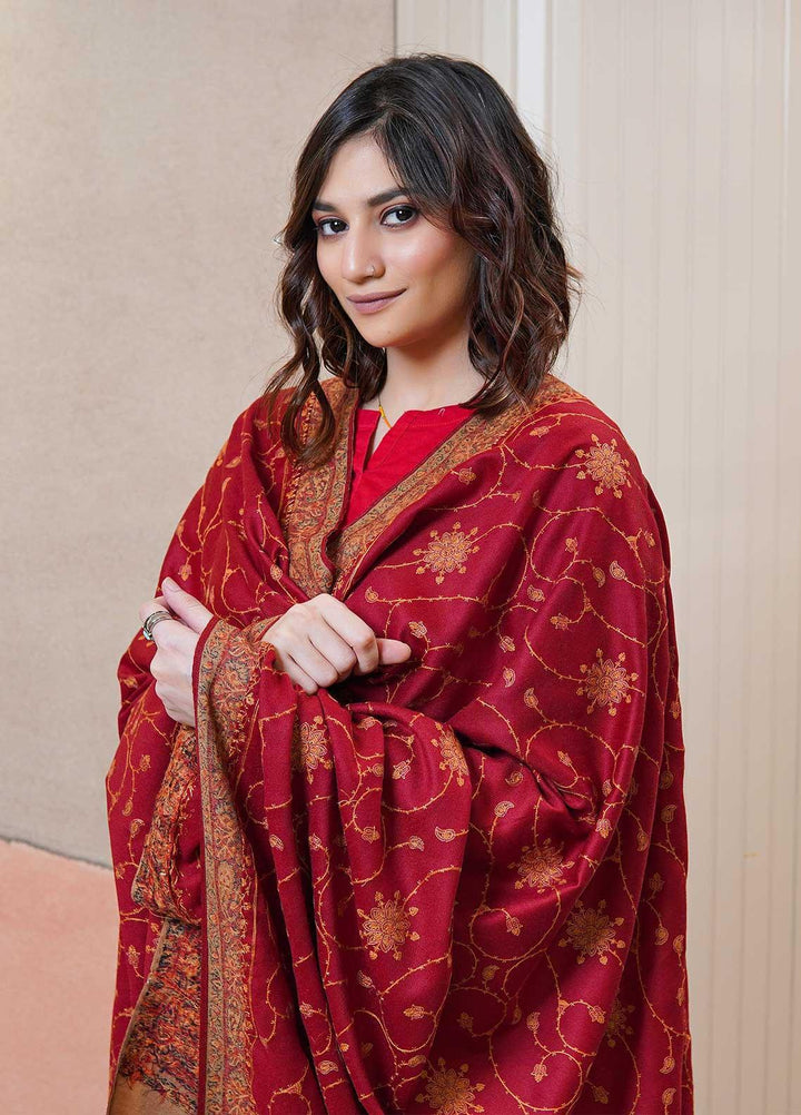 Sanaulla Exclusive Range  Pashmina  Shawls AKP-17 Red 04 - Pashmina Shawls