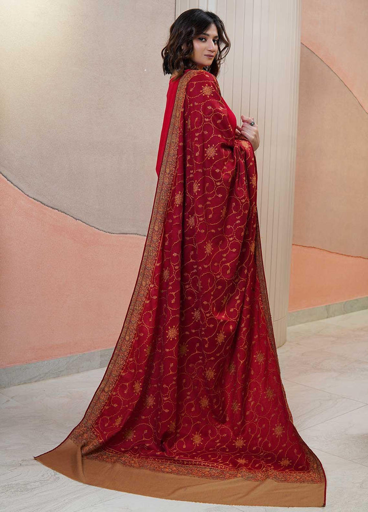Sanaulla Exclusive Range  Pashmina  Shawls AKP-17 Red 04 - Pashmina Shawls