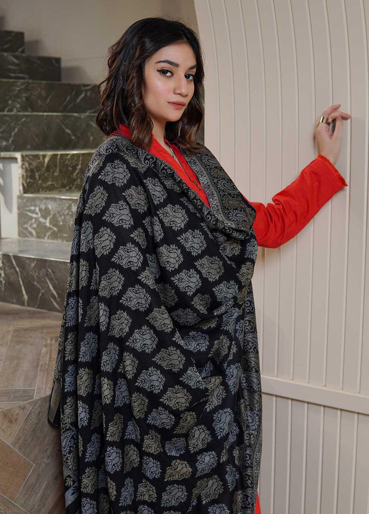 Sanaulla Exclusive Range  Pashmina  Shawls MAMA-12 Black-1 - Pashmina Shawls