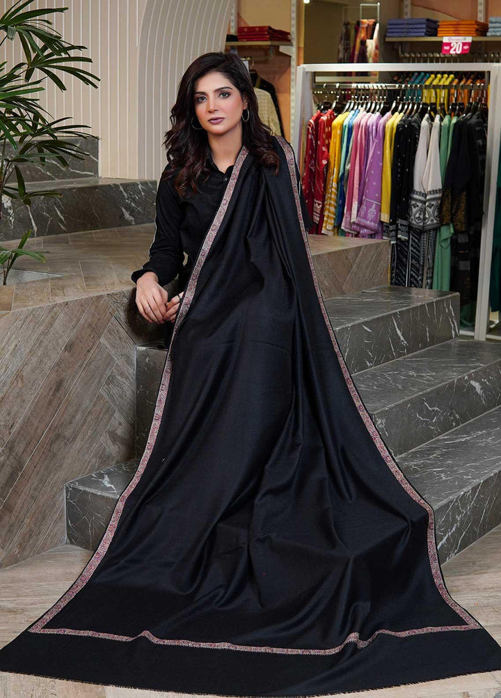 Sanaulla Exclusive Range  Pashmina  Shawls MAMA-19 Black-3 - Pashmina Shawls