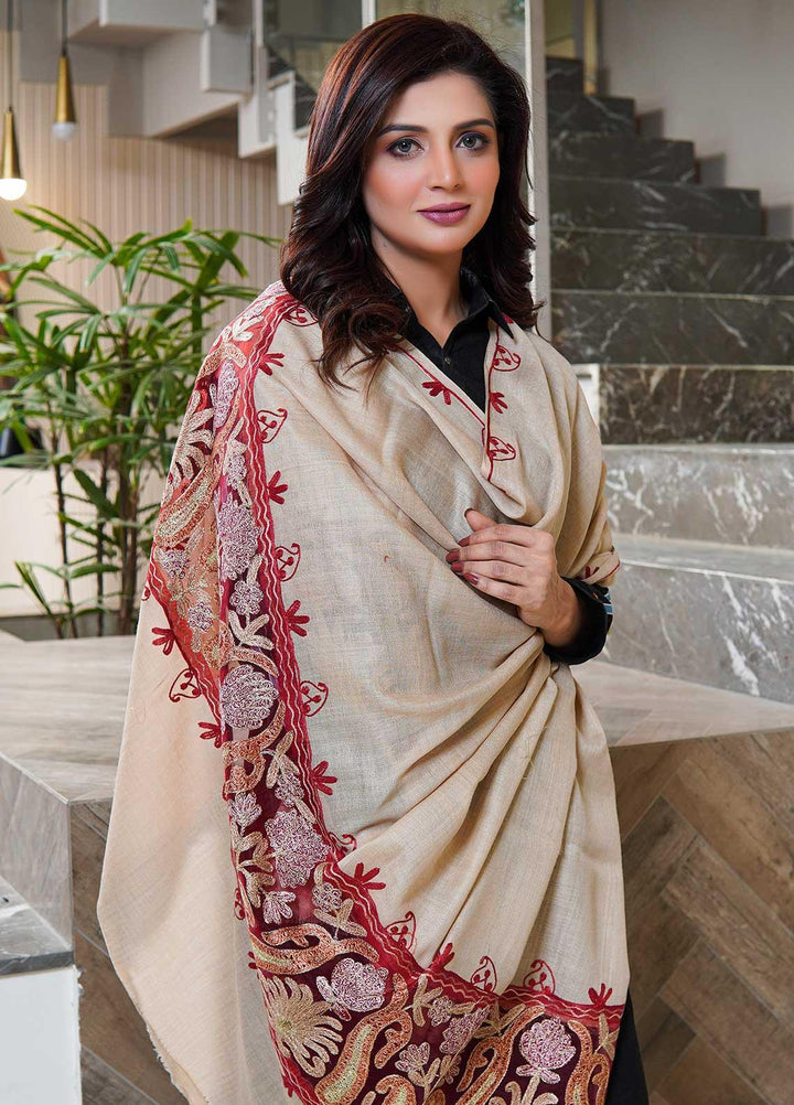 Sanaulla Exclusive Range  Pashmina  Shawls AKP-12 Fawn 08 - Pashmina Shawls