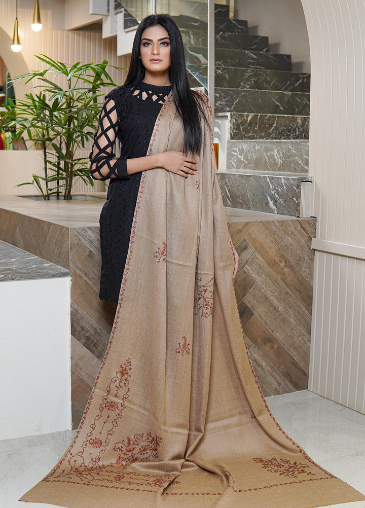 Sanaulla Exclusive Range  Pashmina  Shawls MAMA-30 Brown-1 - Pashmina Shawls