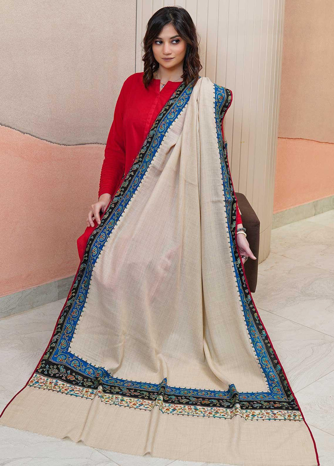 Sanaulla Exclusive Range  Pashmina  Shawls AKP-18 Fawn 02 - Pashmina Shawls