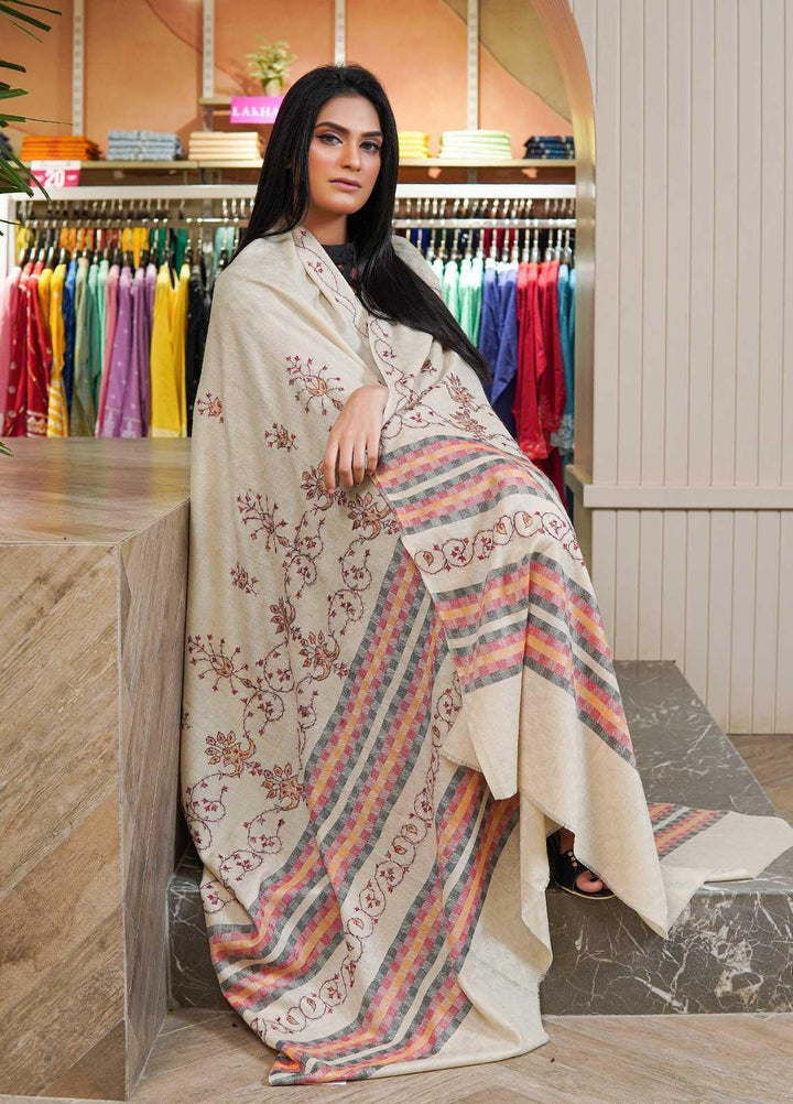 Sanaulla Exclusive Range  Pashmina  Shawls Multi Palla Emb DD KPS-45 Fawn03 - Pashmina Shawls