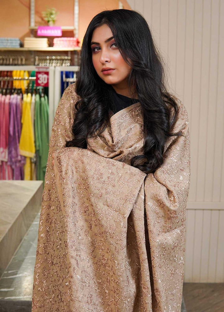 Sanaulla Exclusive Range  Pashmina  Shawls AKP-13 Beige 04 - Pashmina Shawls