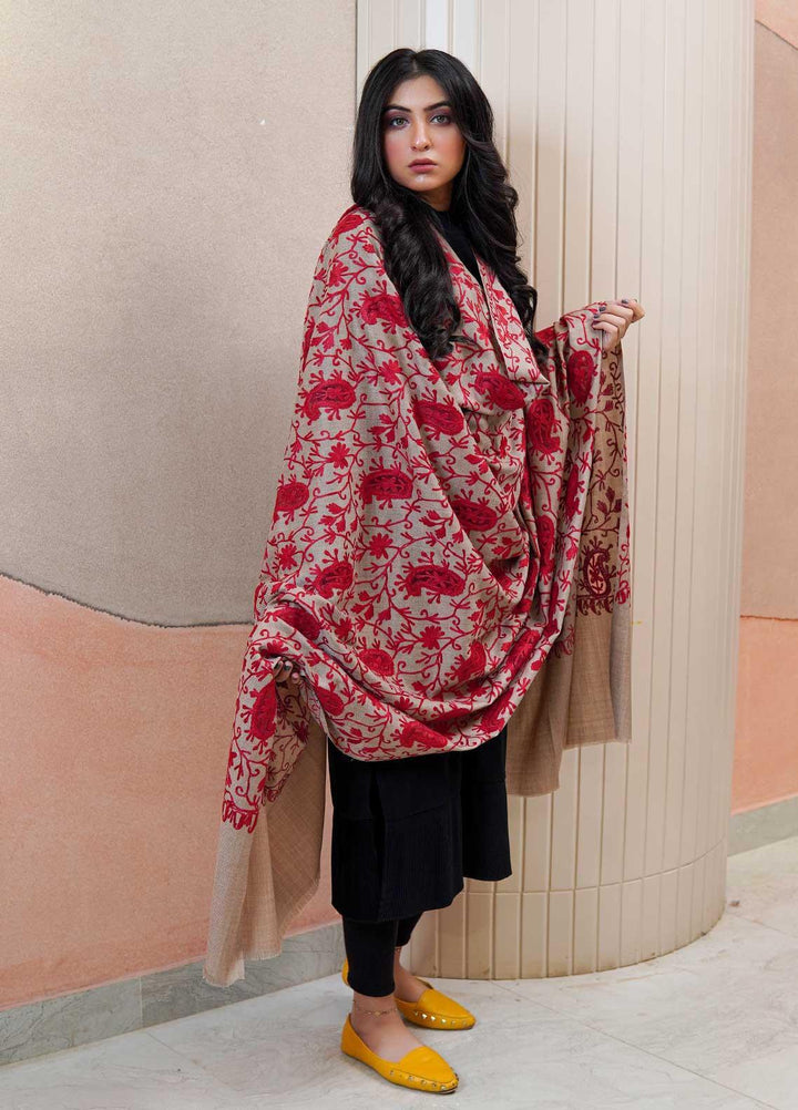 Sanaulla Exclusive Range  Pashmina  Shawls AKP-14 Beige - Pashmina Shawls