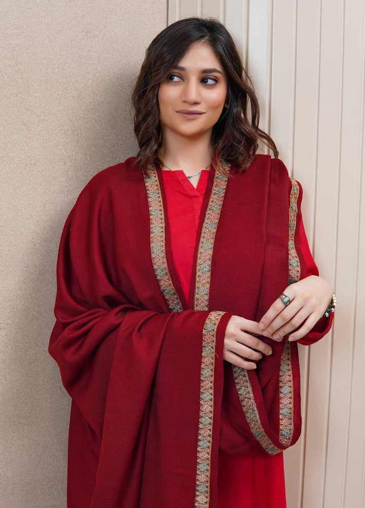 Sanaulla Exclusive Range  Pashmina  Shawls AKP-21 Red 03 - Pashmina Shawls