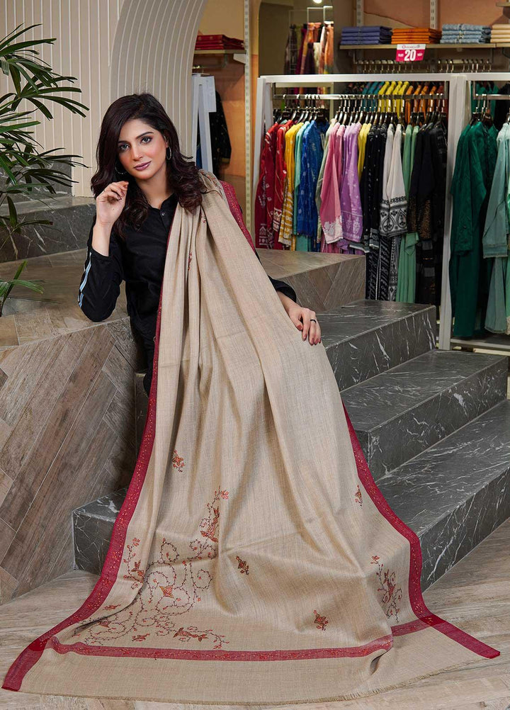 Sanaulla Exclusive Range  Pashmina  Shawls AKP-05 Beige 05 - Pashmina Shawls