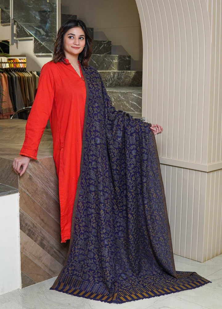 Sanaulla Exclusive Range  Pashmina  Shawls MAMA-06 Blue-1 - Pashmina Shawls