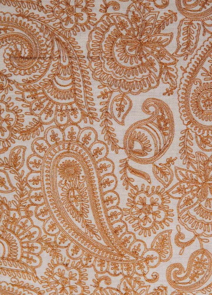 Sanaulla Exclusive Range  Pashmina  Shawls Zarri Nalki Pasily Jaal AD KPS-43 Fawn04 - Pashmina Shawls