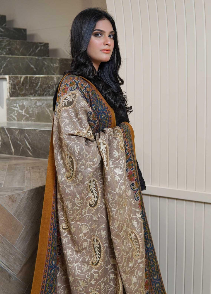 Sanaulla Exclusive Range  Pashmina  Shawls AKP-09 Brown 04 - Pashmina Shawls