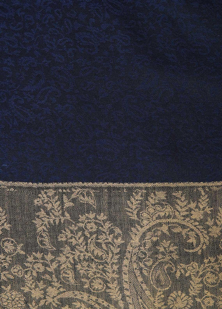 Sanaulla Exclusive Range  Pashmina  Shawls AKP-08 Navy Blue - Pashmina Shawls