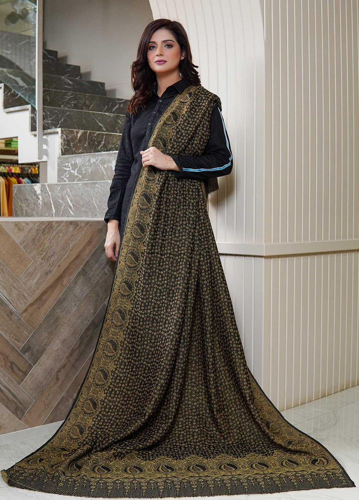 Sanaulla Exclusive Range  Pashmina  Shawls AKP-22 Black 05 - Pashmina Shawls