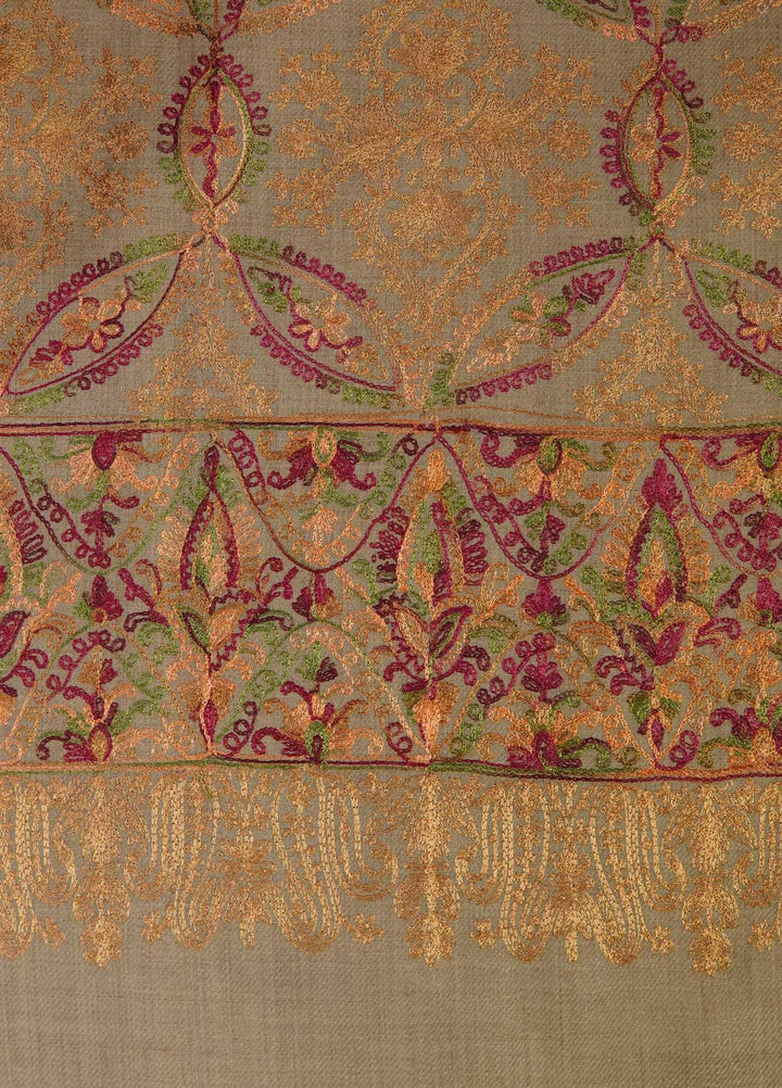 Sanaulla Exclusive Range  Pashmina  Shawls MAMA-22 Fawn-2 - Pashmina Shawls