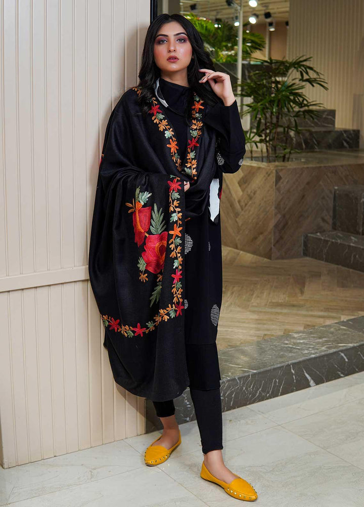 Sanaulla Exclusive Range  Pashmina  Shawls MAMA-27 Black-4 - Pashmina Shawls
