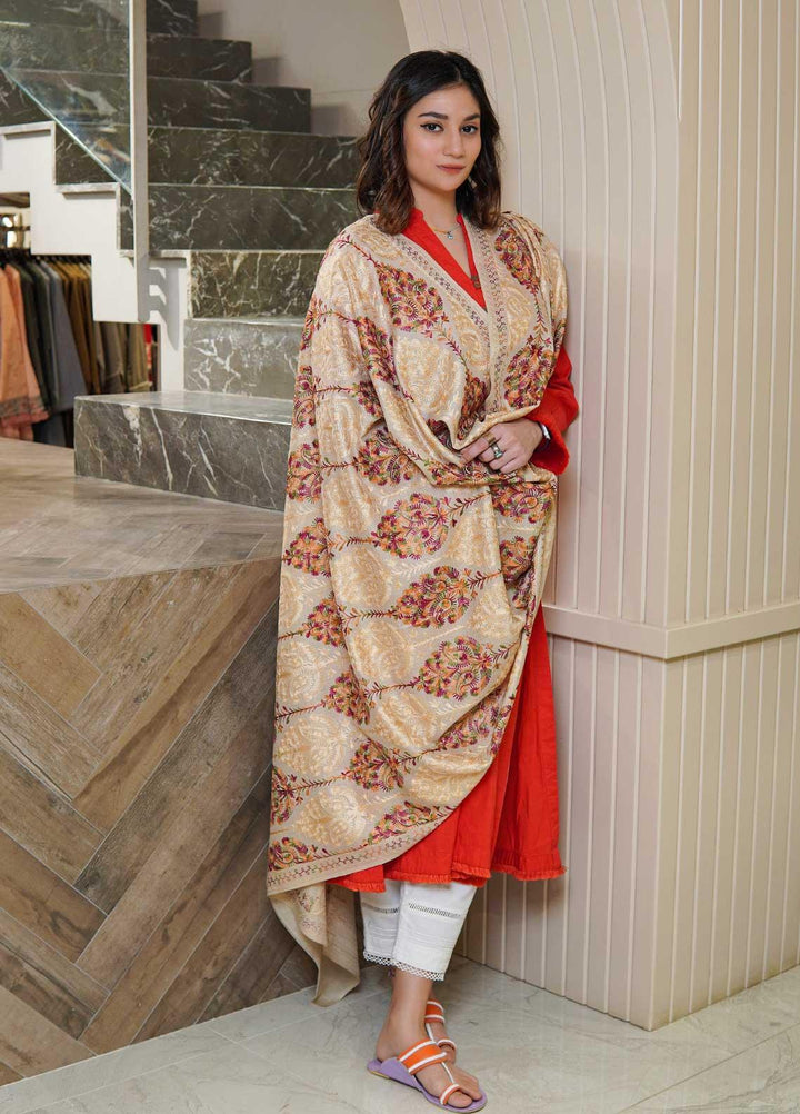 Sanaulla Exclusive Range  Pashmina  Shawls MAMA-22 Beige-3 - Pashmina Shawls