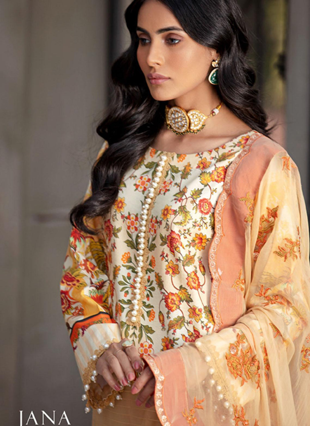 Sanaya Embroidered Lawn Suits Unstitched 3 Piece SNY21L Jana - Luxury Collection