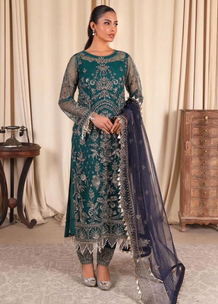 Noor-e-Rang By Sara N Samia Embroidered Net Suits Unstitched 3 Piece SS23NR NR-01 - Festive Collection