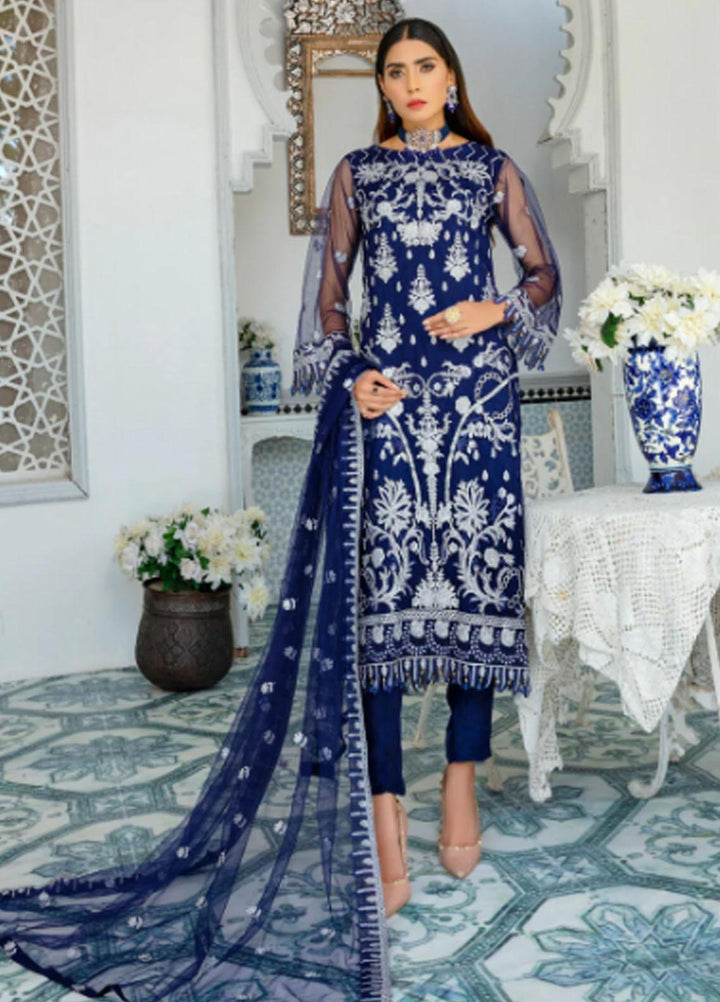 Noor-e-Rang By Sara N Samia Embroidered Net Suits Unstitched 3 Piece SS23NR SS-20 - Festive Collection
