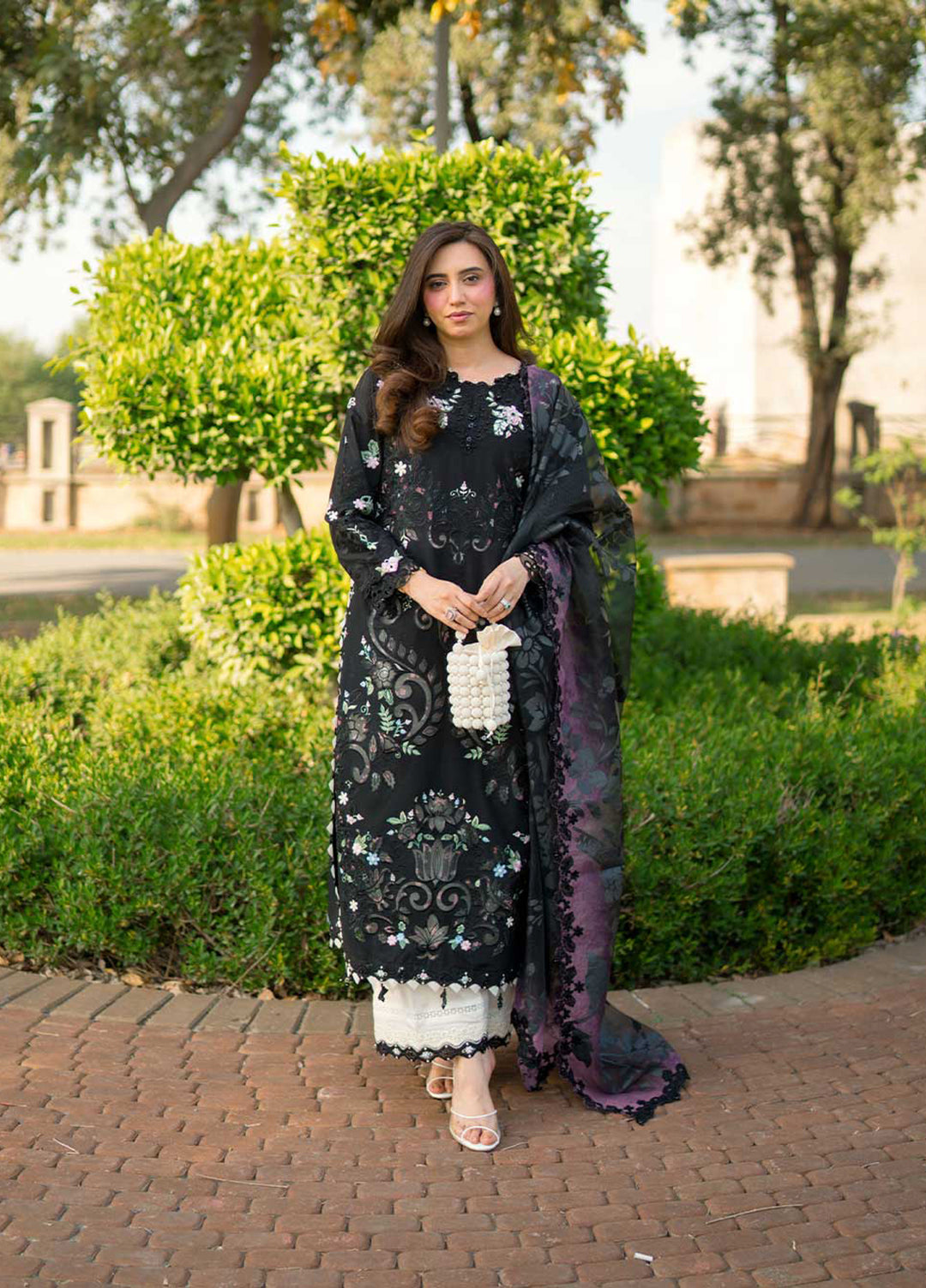 Tales of Petals by Sardinia Unstitched Embroidered Luxury Lawn 3 Pcs Suit SRD26UTP D-10 Midnight Bloom - Festive