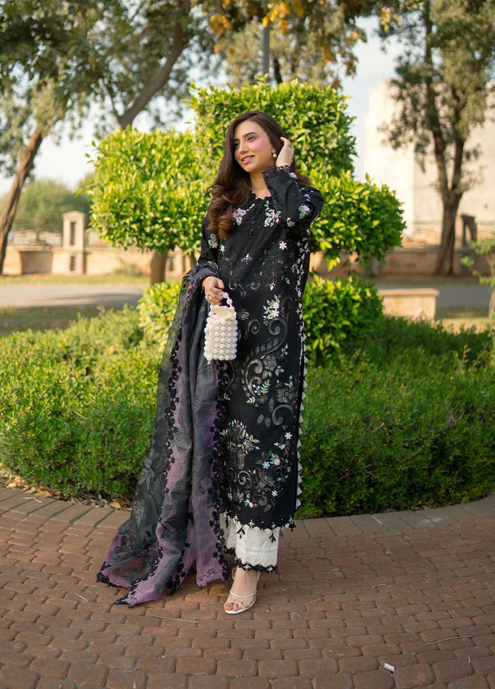 Tales of Petals by Sardinia Unstitched Embroidered Luxury Lawn 3 Pcs Suit SRD26UTP D-10 Midnight Bloom - Festive