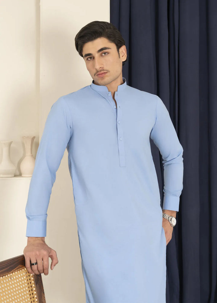 Sarkhail Wash n Wear Premium Blended Mens Kurta Trouser - Premium Light Blue