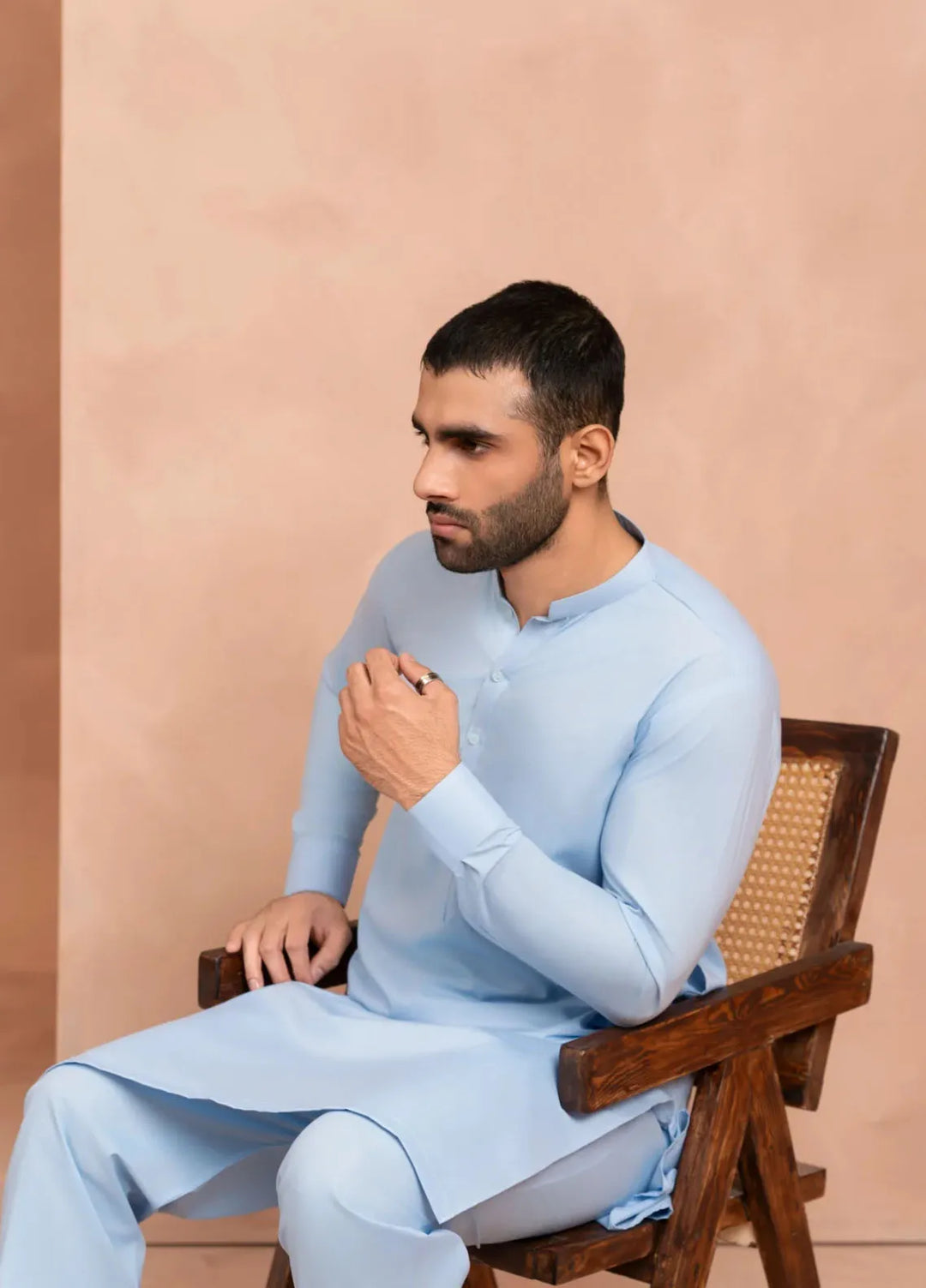 Sarkhail Wash N Wear Stitched Mens Kurta Pajama - Azure Blue