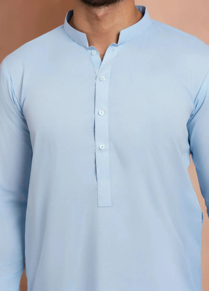 Sarkhail Wash N Wear Stitched Mens Kurta Pajama - Azure Blue