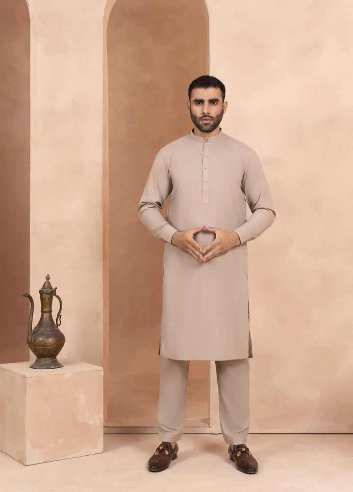 Sarkhail Wash N Wear Stitched Mens Kurta Pajama - Biscotti Brown