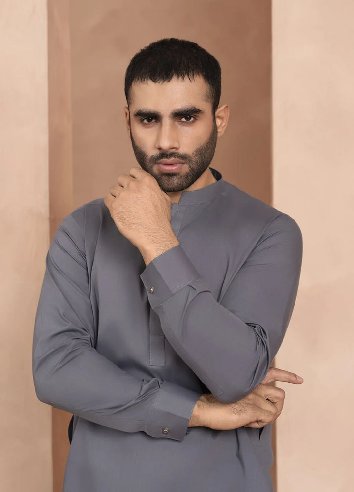 Sarkhail Wash N Wear Stitched Mens Kurta Pajama - Gunsmoke Grey