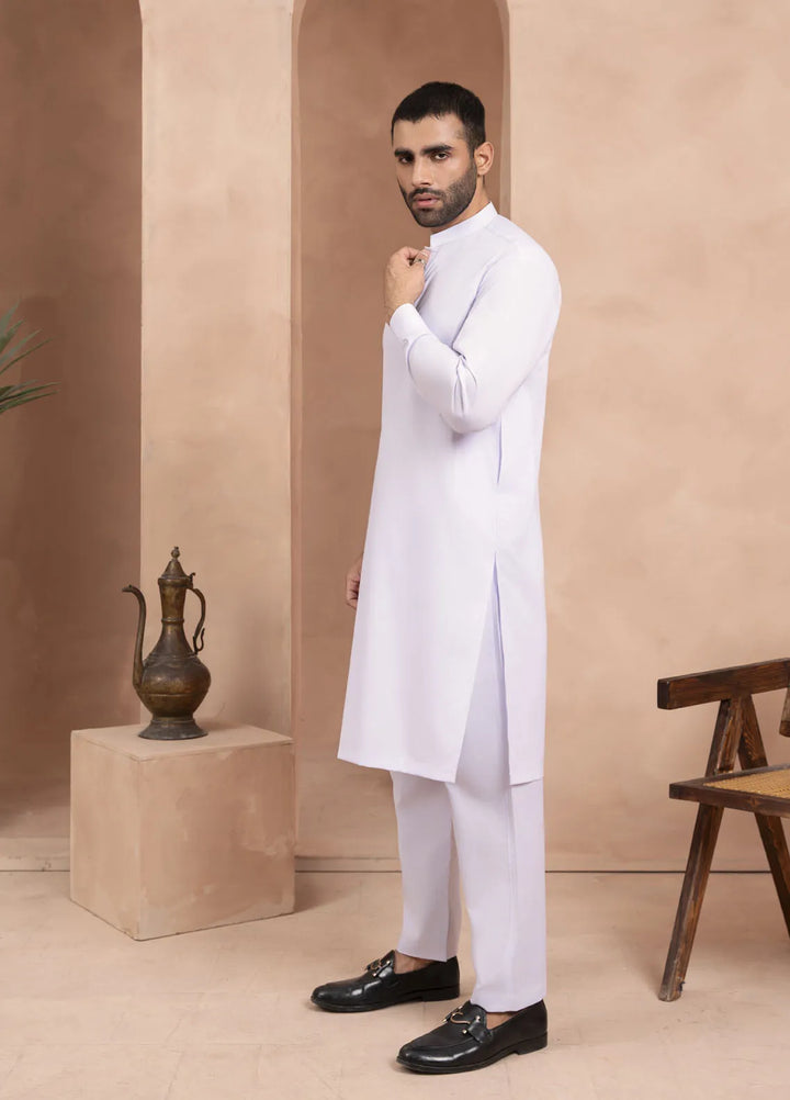 Sarkhail Wash N Wear Stitched Mens Kurta Pajama - Linen Pearl White