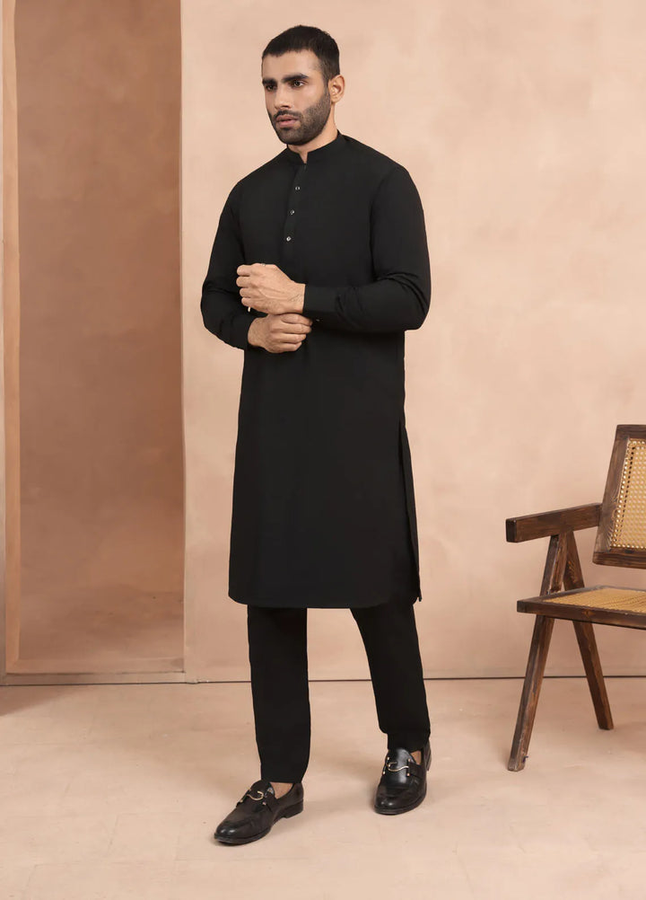 Sarkhail Wash N Wear Stitched Mens Kurta Pajama - Raven Black