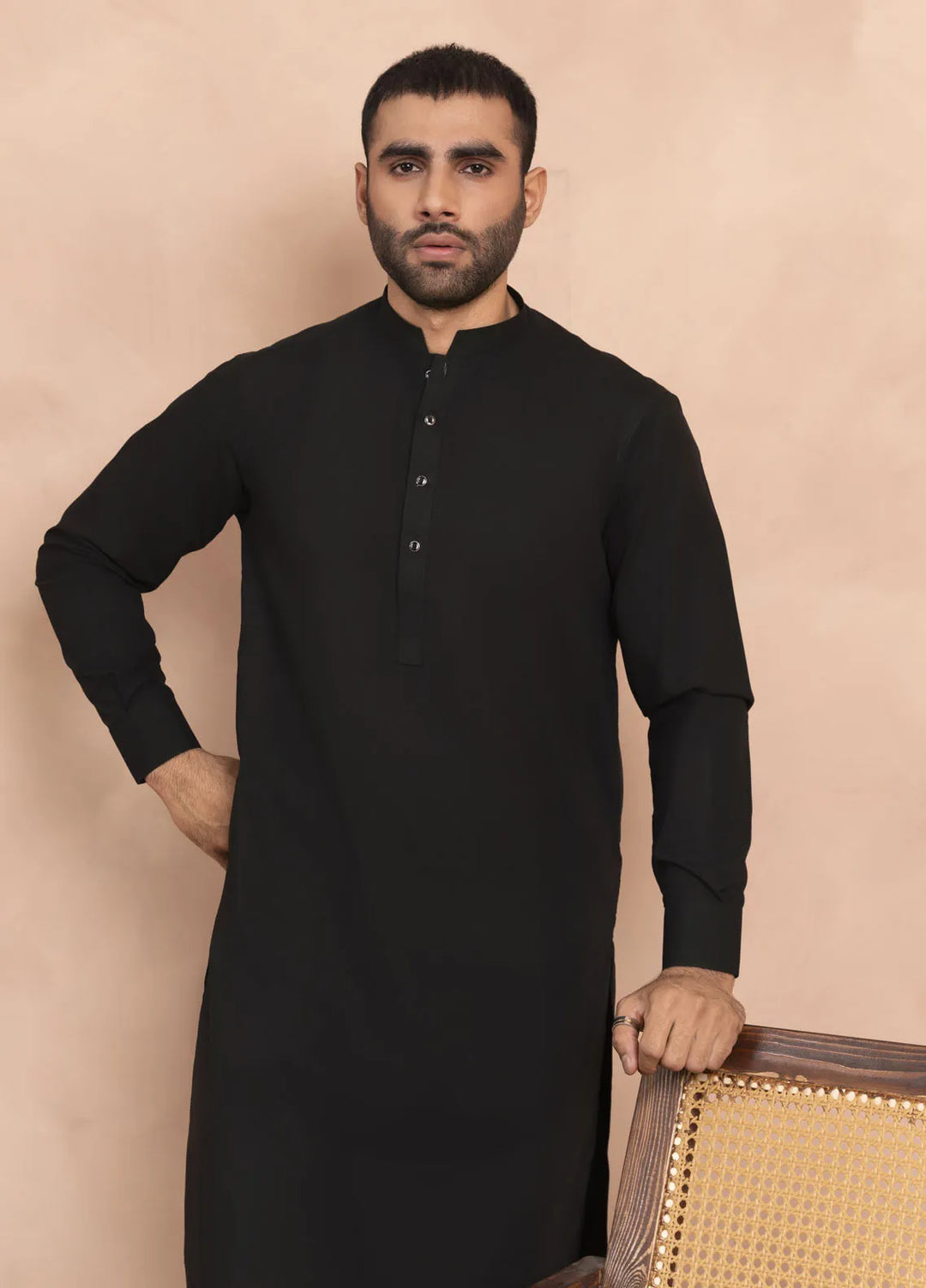 Sarkhail Wash N Wear Stitched Mens Kurta Pajama - Raven Black